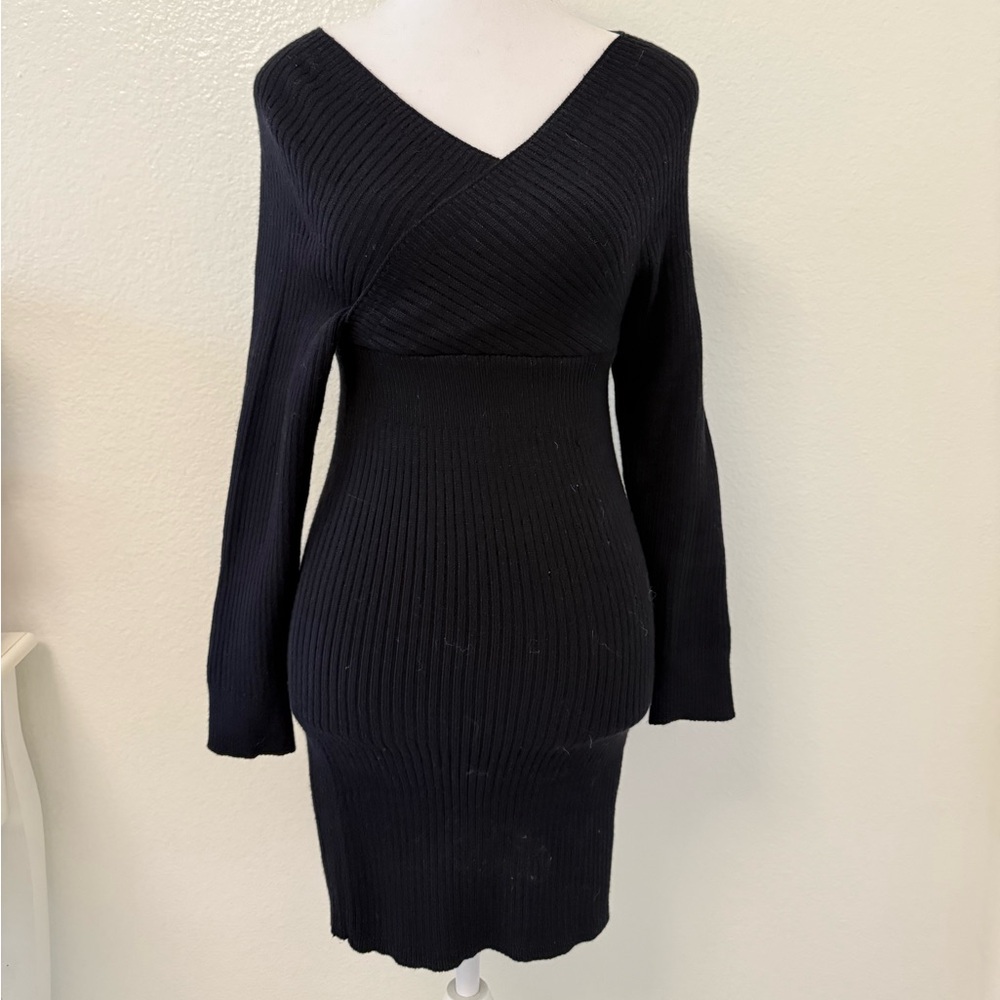 SHEIN Black Knit Midi Dress